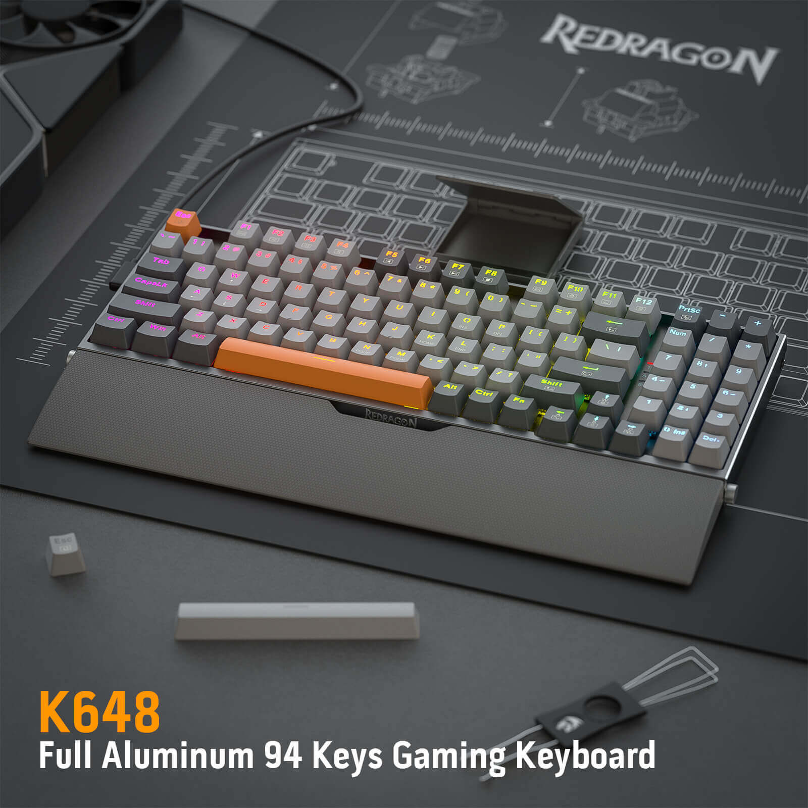 Redragon K648 90% Wired Aluminum RGB Gaming Keyboard