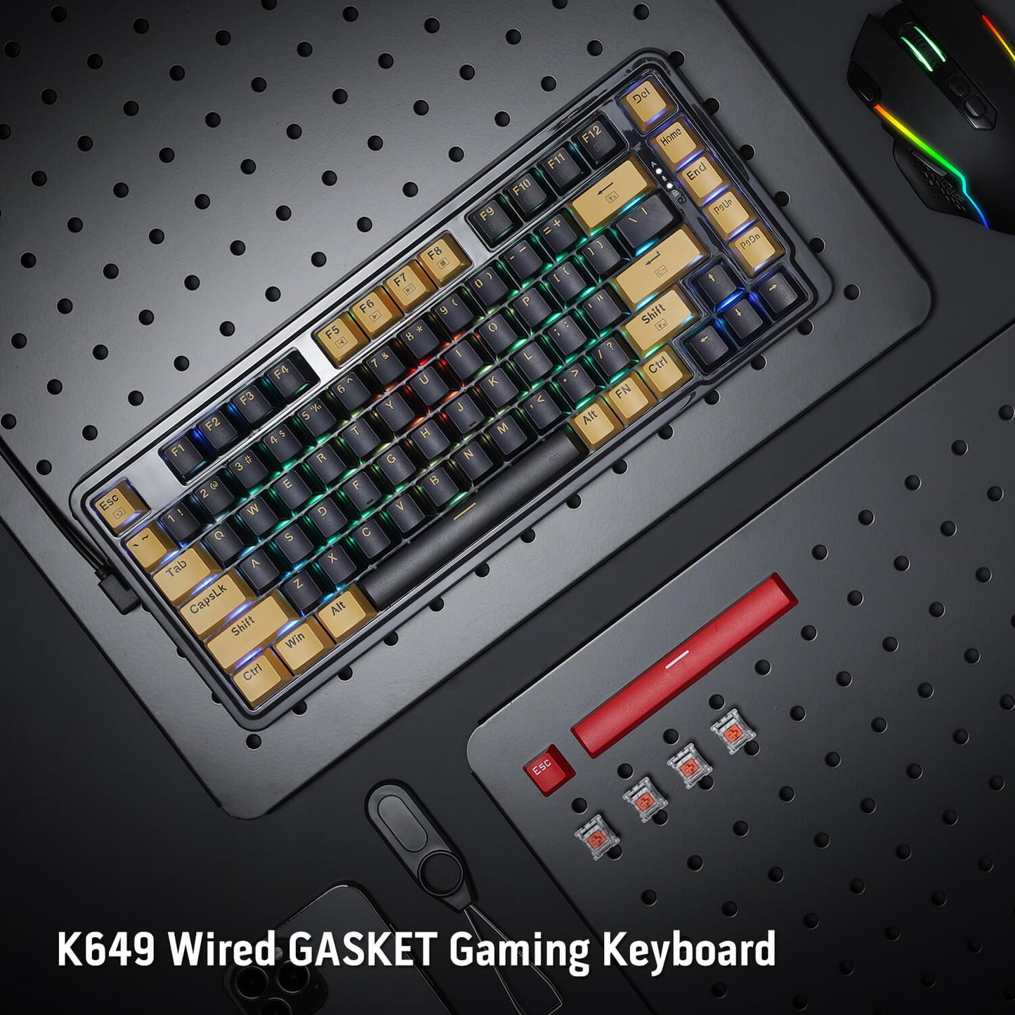 Redragon K649 78% Wired Gasket RGB Gaming Keyboard