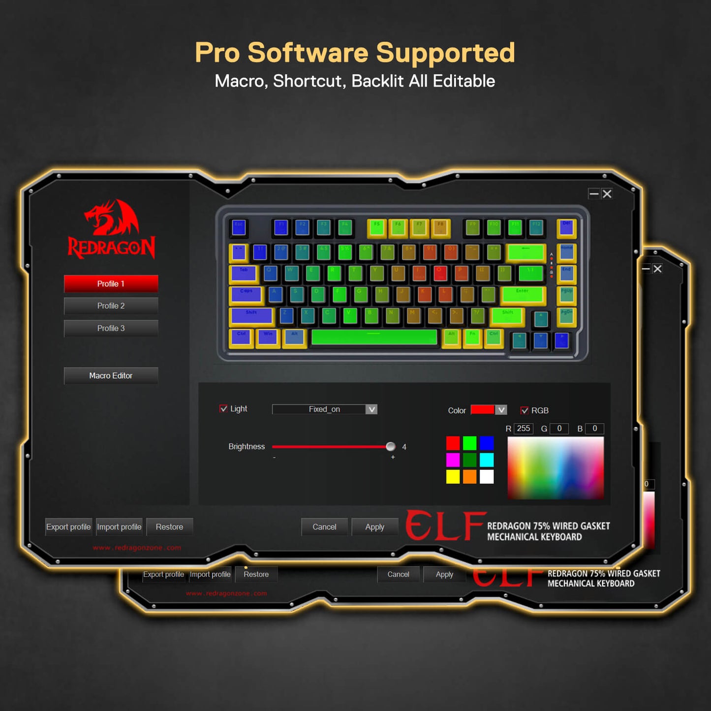 Redragon K649 78% Wired Gasket RGB Gaming Keyboard