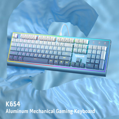 104 Keys Wired blue Mechanical Keyboard w/Weighted Aluminum Frame