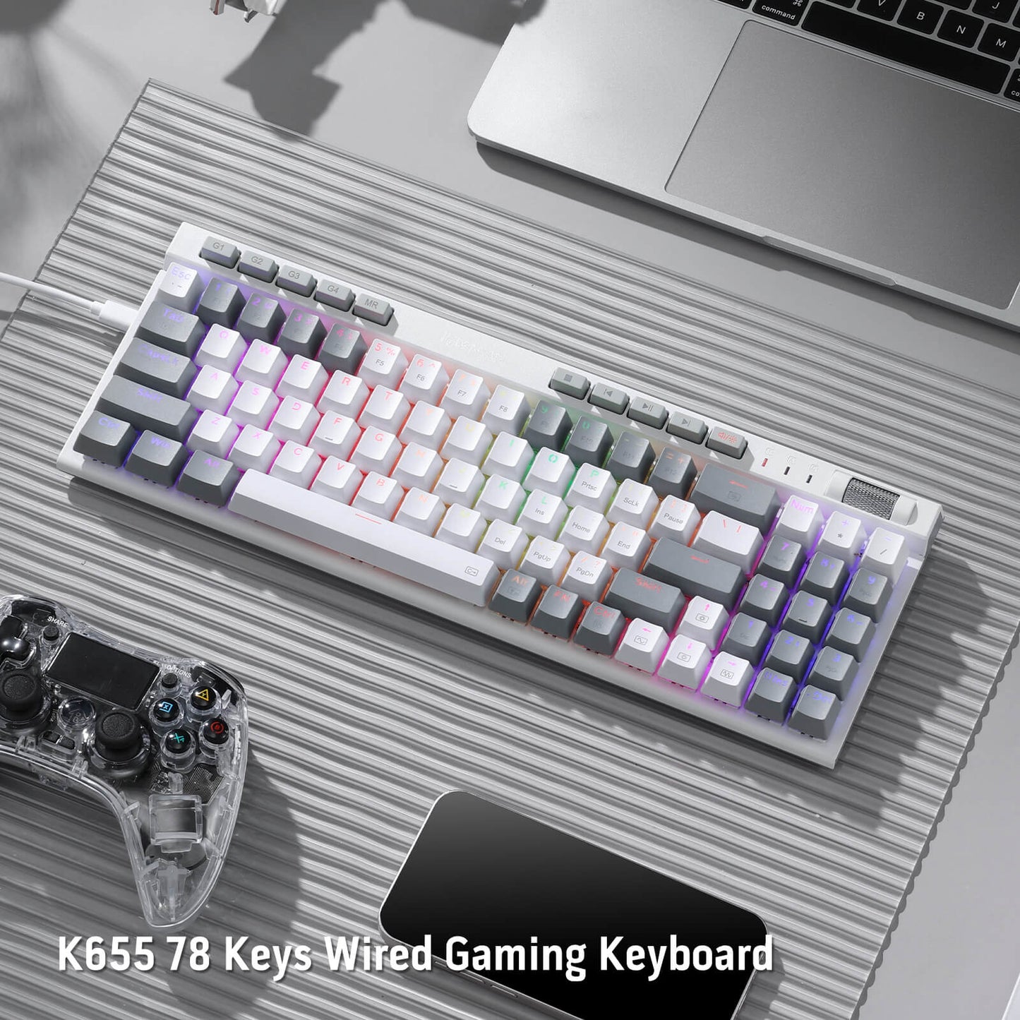 Redragon K655 75% RGB Wired Mechanical Gaming Keyboard, 78 Keys Hot-Swap Mechanical Keyboard w/Aluminum Cover Board, Upgraded Socket and Onboard Macro/Media Keys, Quiet Linear Red Switch