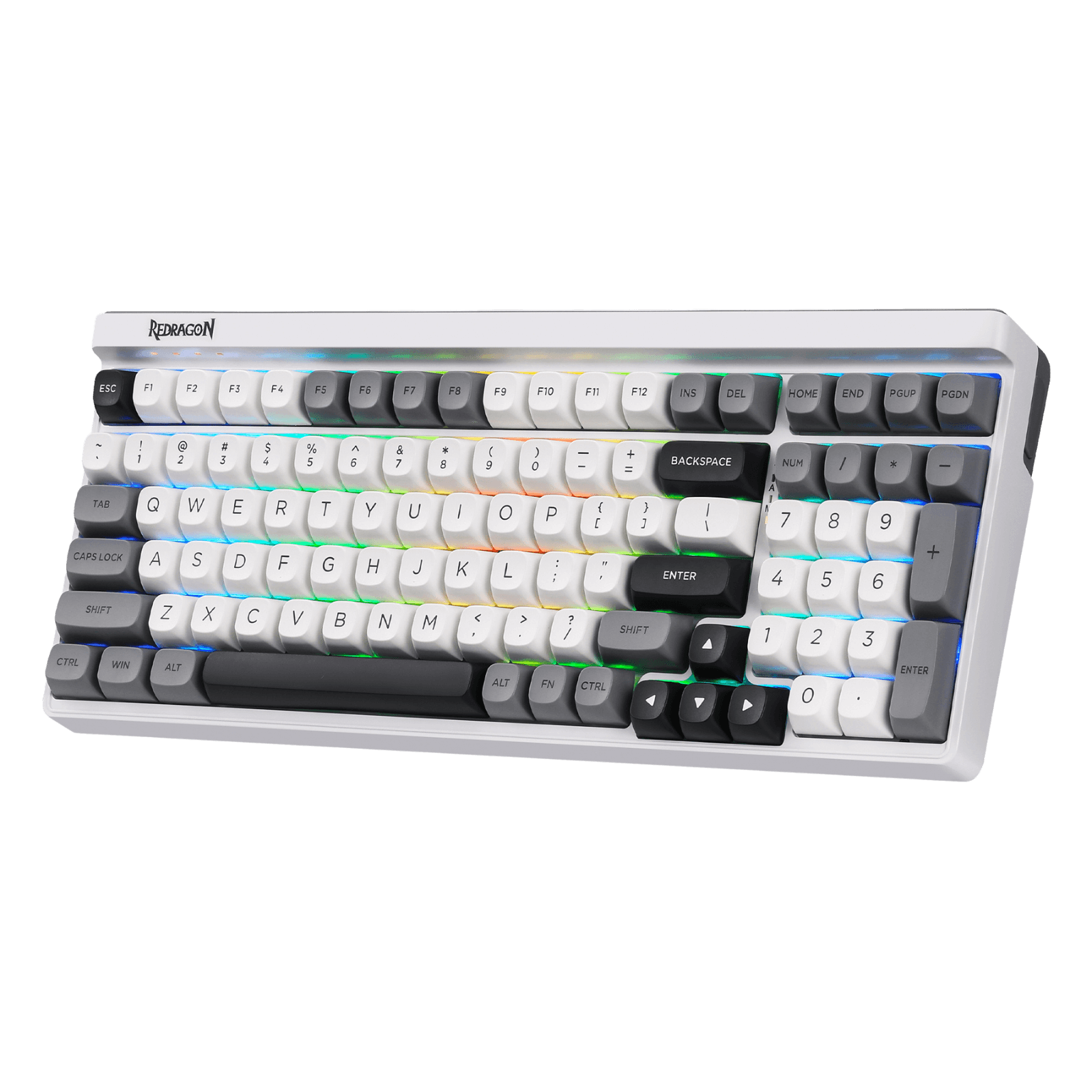 Redragon K656 PRO 3-Mode 100 Keys Wireless RGB Gaming Keyboard, MoonDust Gray