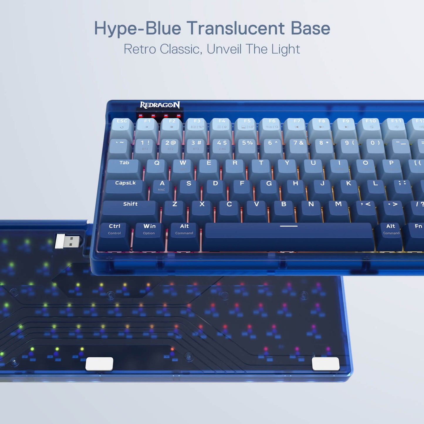 Redragon K656 PRO 3-Mode Wireless RGB Gaming Keyboard blue color