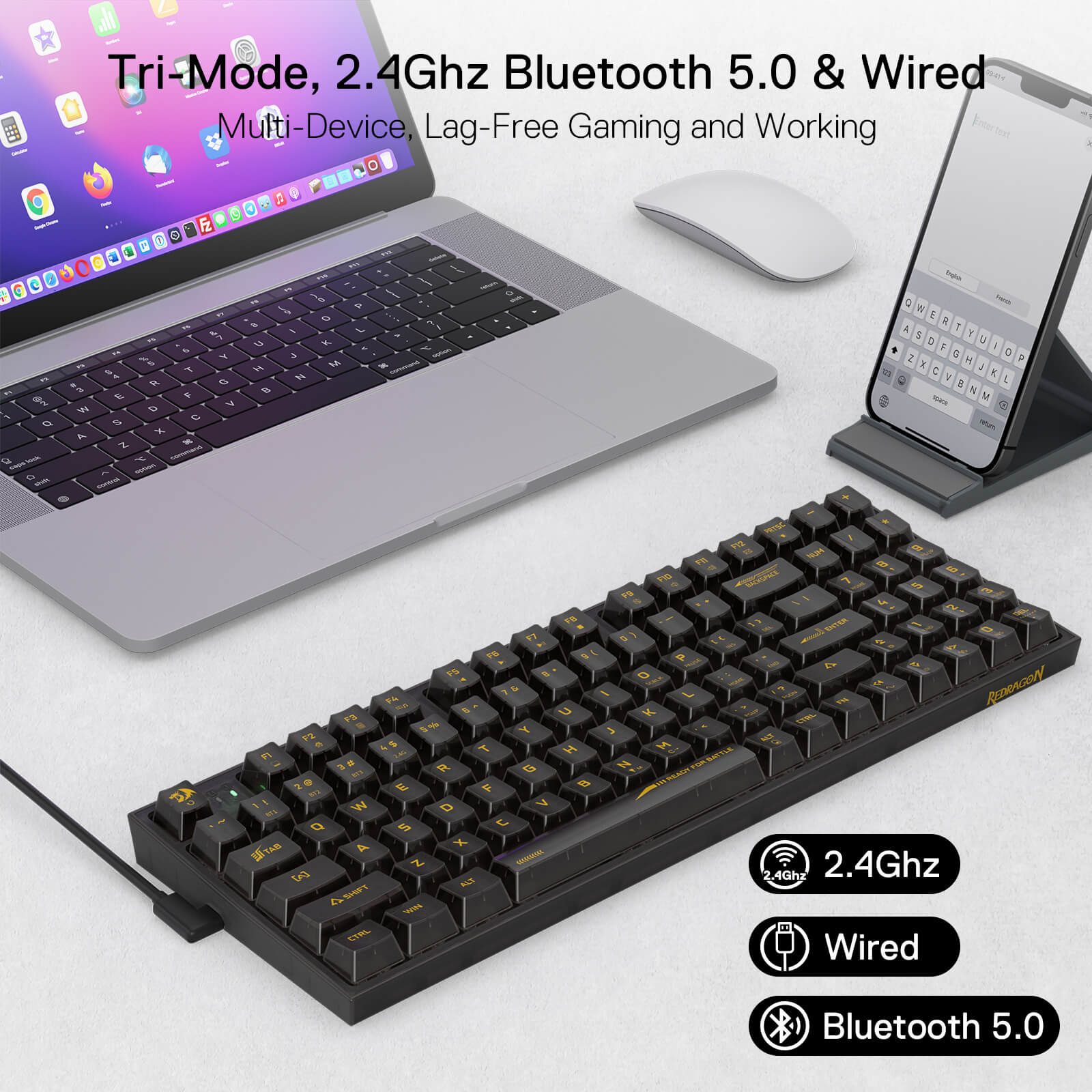 94 Keys Full-Transparent Hot-Swap Mechanical Keyboard w/Upgraded Socket