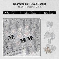 94 Keys Full-Transparent Hot-Swap Mechanical Keyboard w/Upgraded Socket