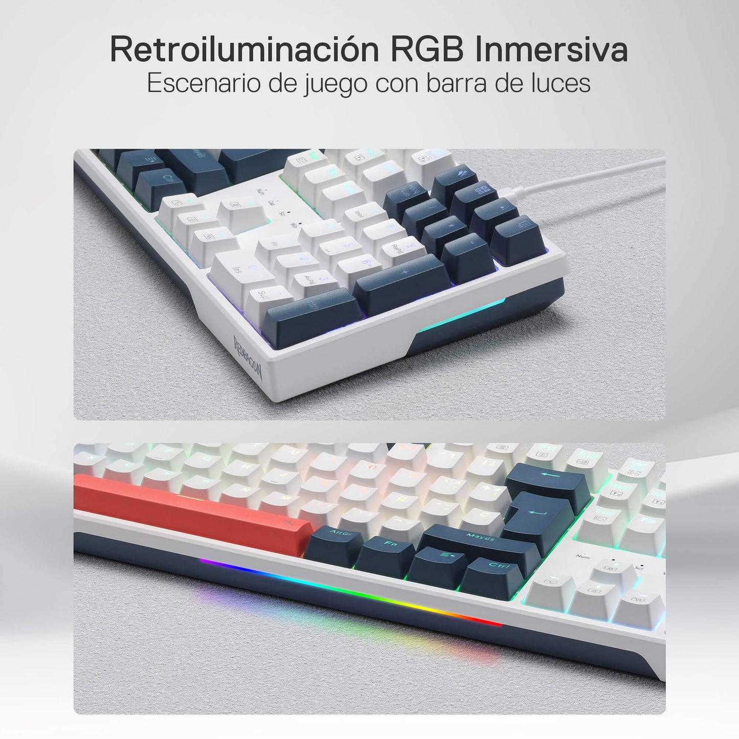 Redragon K668 RGB Teclado Gaming Mecánico Cableado 105+4 Teclas, Interruptores Rojos, Socket Hot-Swappable, Espumas Absorbentes, 2 Sets Teclas Mixtas, Disposición QWERTY Español