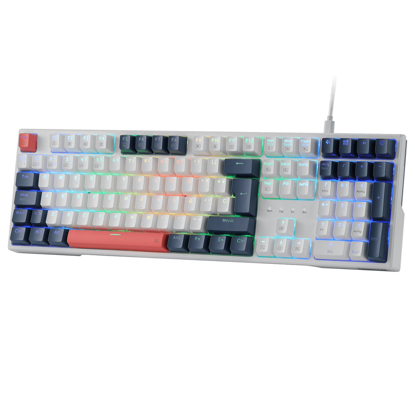 Redragon K668 RGB Teclado Gaming Mecánico Cableado 105+4 Teclas, Interruptores Rojos, Socket Hot-Swappable, Espumas Absorbentes, 2 Sets Teclas Mixtas, Disposición QWERTY Español