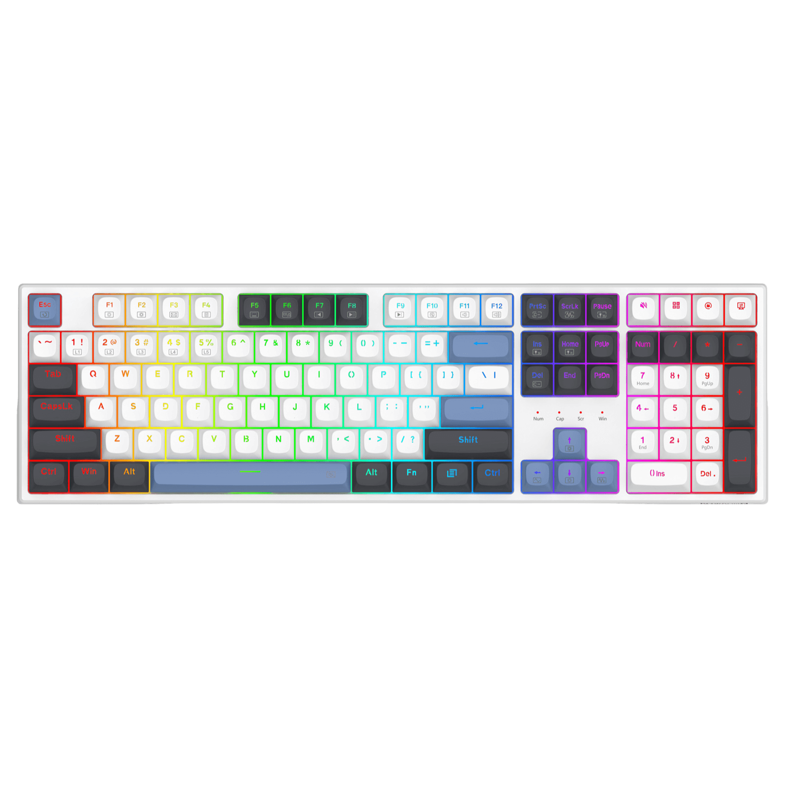 Redragon K668 Wired Gasket RGB Gaming Keyboard, 108 Keys Mechanical Keyboard w/Extra 4 Hotkeys, Upgraded Hot-swappable Socket, Sound Absorbing Foam, Mixed Color Keycaps, Custom Linear Switch