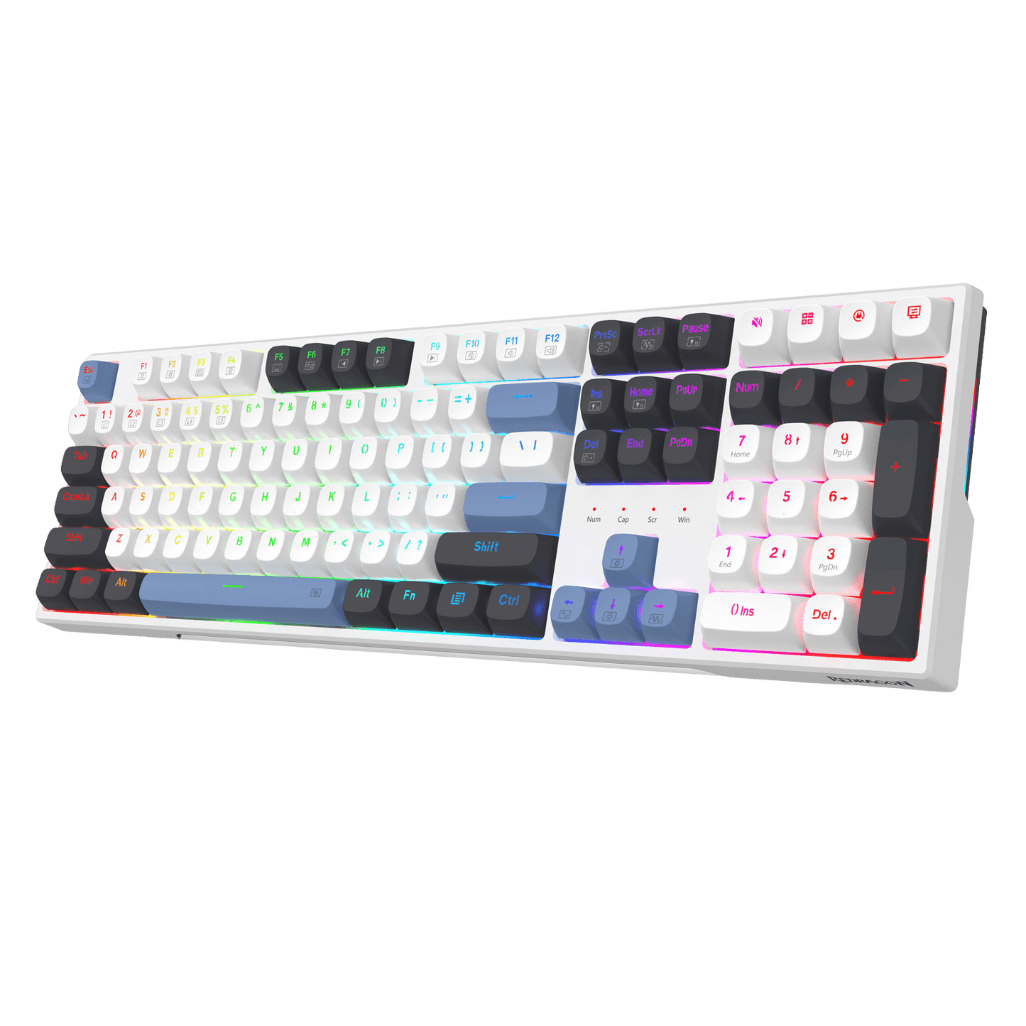 Mechanical keyboard with RGB lighting on a black background