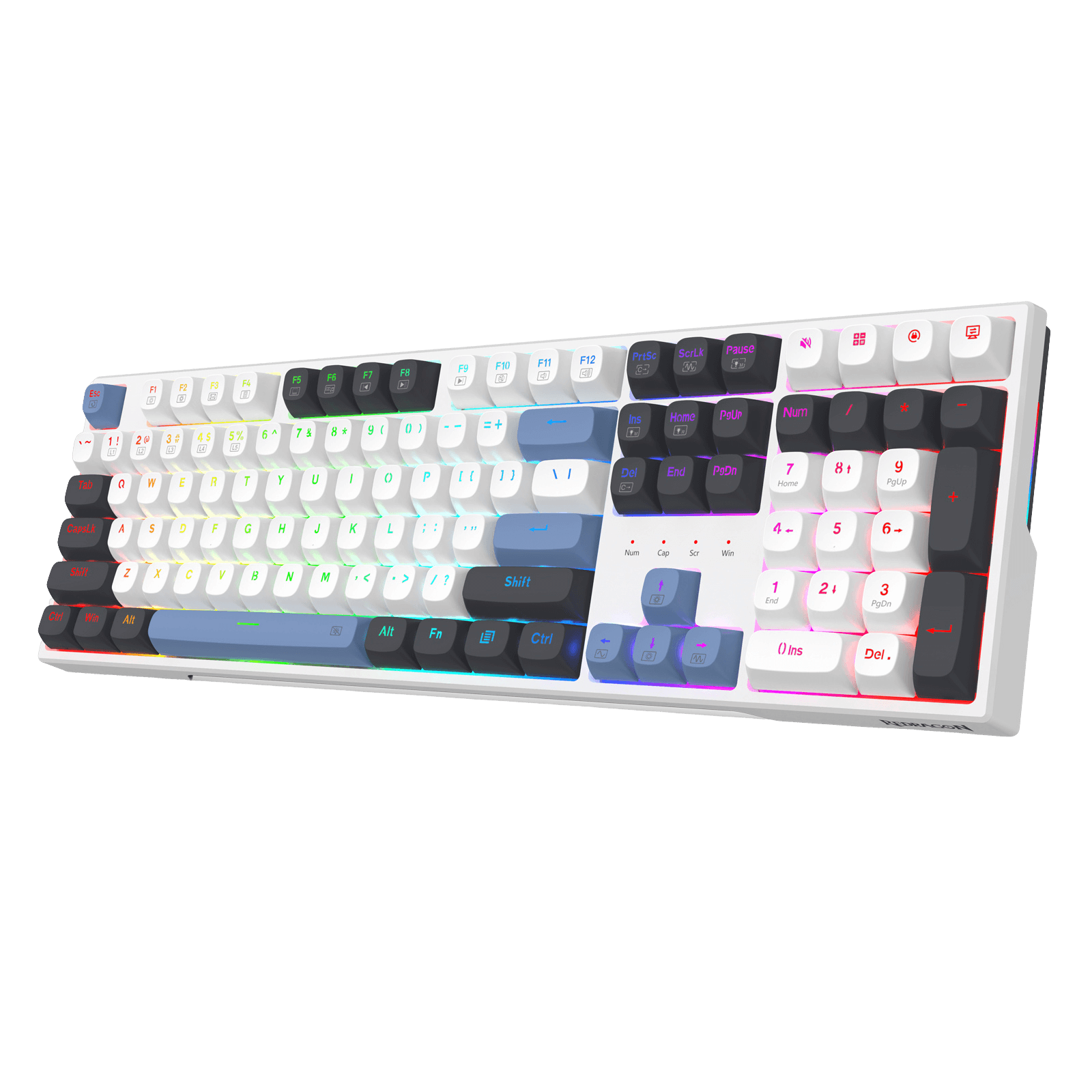 Mechanical keyboard with RGB lighting on a black background