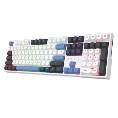 Mechanical keyboard with RGB lighting on a black background
