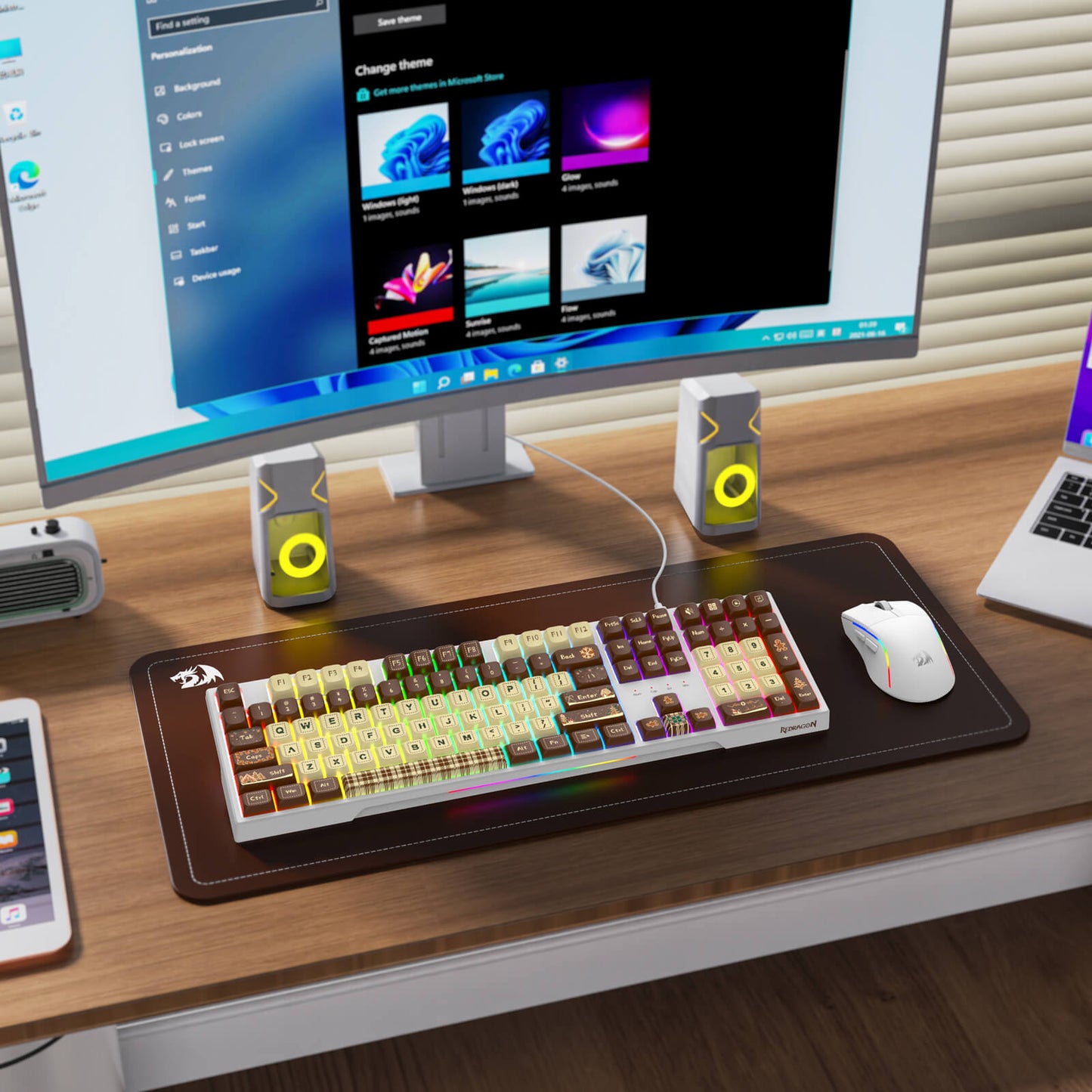 Redragon K668 Xmas Wired Gasket RGB Gaming Keyboard, 108 Keys Mechanical Keyboard w/Extra 4 Hotkeys, Upgraded Hot-swappable Socket, Sound Absorbing Foam, Christmas Gingerbread Man Themed Cute Keycaps