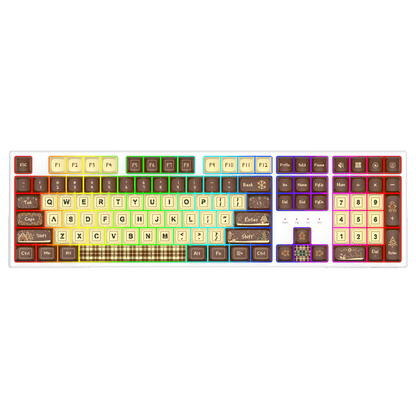 Redragon K668 Xmas Wired Gasket RGB Gaming Keyboard, 108 Keys Mechanical Keyboard w/Extra 4 Hotkeys, Upgraded Hot-swappable Socket, Sound Absorbing Foam, Christmas Gingerbread Man Themed Cute Keycaps