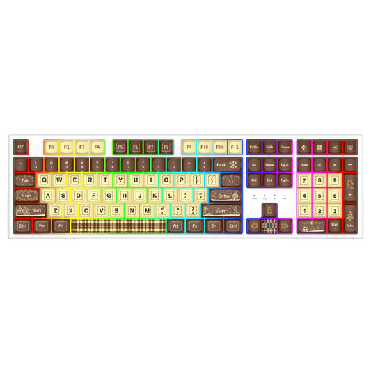 Redragon K668 Xmas Wired Gasket RGB Gaming Keyboard, 108 Keys Mechanical Keyboard w/Extra 4 Hotkeys, Upgraded Hot-swappable Socket, Sound Absorbing Foam, Christmas Gingerbread Man Themed Cute Keycaps