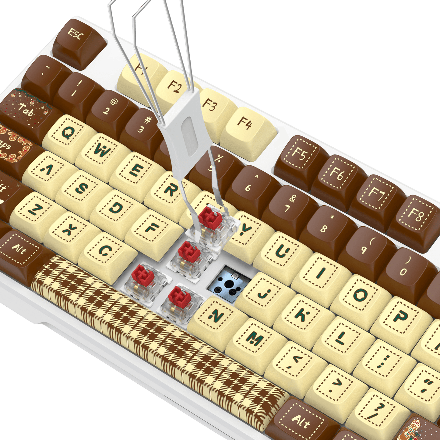 Redragon K668 Xmas Wired Gasket RGB Gaming Keyboard, 108 Keys Mechanical Keyboard w/Extra 4 Hotkeys, Upgraded Hot-swappable Socket, Sound Absorbing Foam, Christmas Gingerbread Man Themed Cute Keycaps