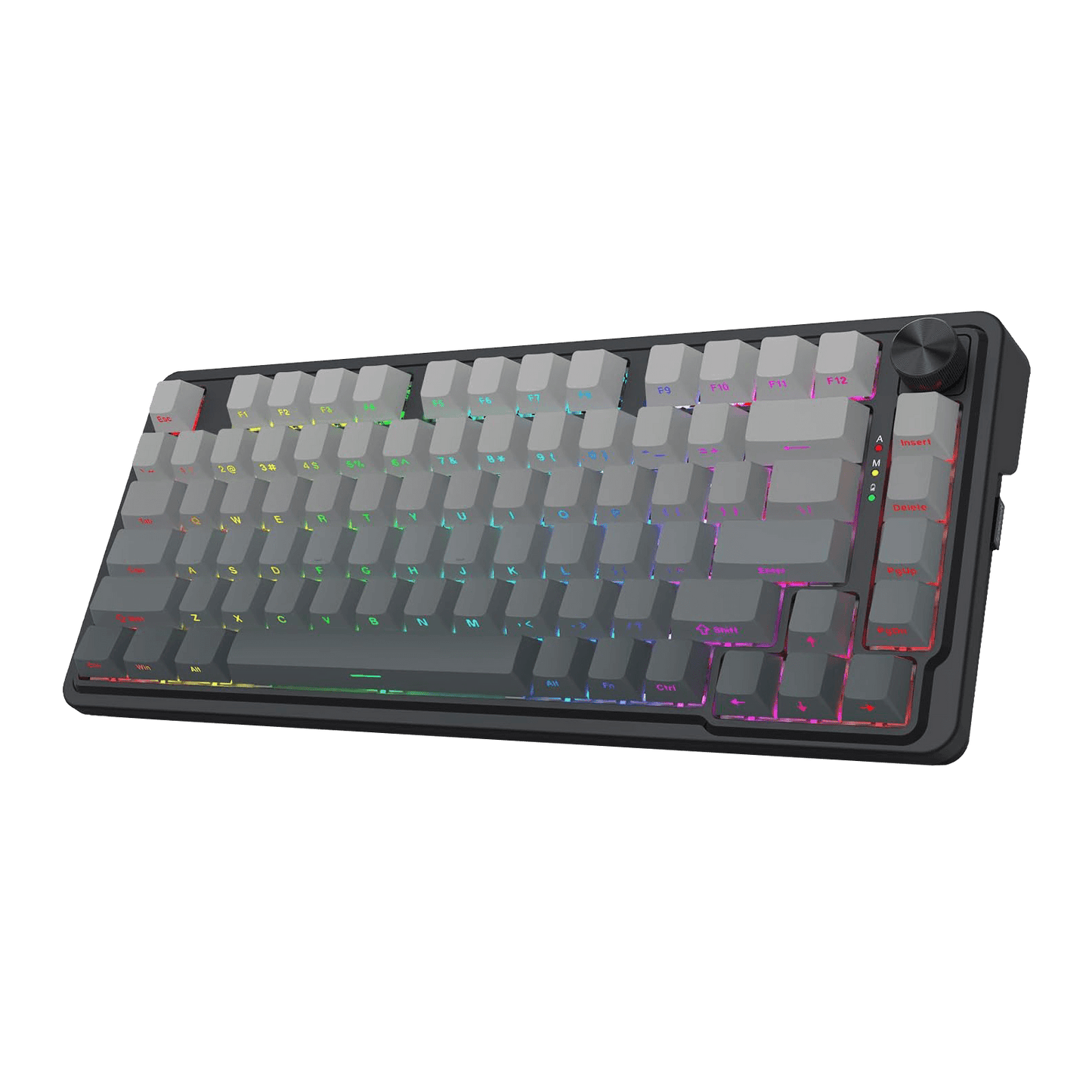 Redragon K673 GB 75% Wireless Gasket RGB Gaming Keyboard, 3-Modes 81 Keys PBT Compact Mechanical Keyboard w/Hot-Swap Socket, Dedicated Knob Control & 5-Layer Noise Dampening, Custom Linear Switch