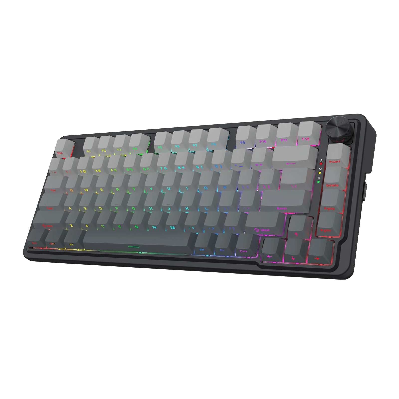 Redragon K673 GB 75% Wireless Gasket RGB Gaming Keyboard, 3-Modes 81 Keys PBT Compact Mechanical Keyboard w/Hot-Swap Socket, Dedicated Knob Control & 5-Layer Noise Dampening, Custom Linear Switch