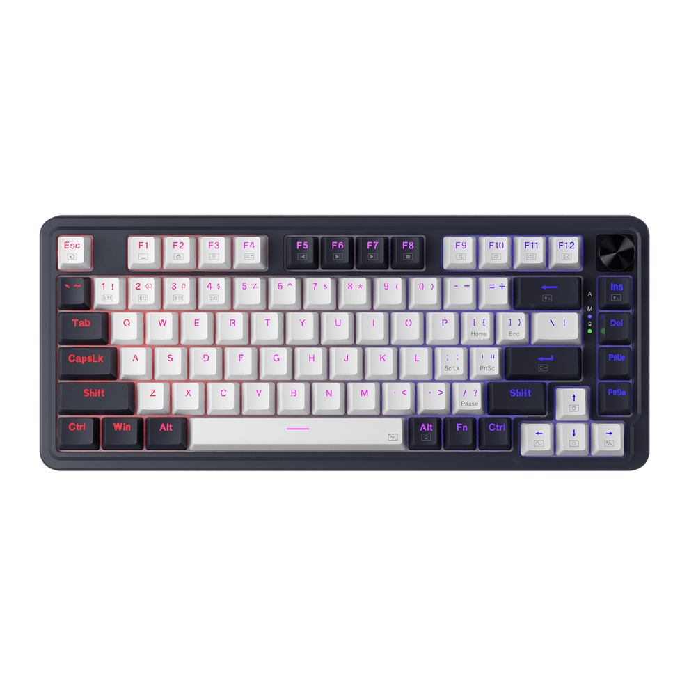 Redragon K673WB RGB Pro White Black 75% Gasket Wireless Mechanical Keyboard