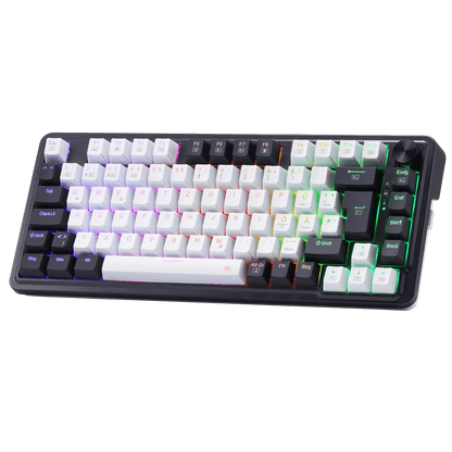 Redragon K673 PRO Kabellose QWERTZ DE Gaming-Tastatur, Gasket Struktur 75% kompaktes Design 82 Tasten Hot-Swap-Rote Schalter Mechanische Tastatur mit Knopf RGB-Beleuchtung, 2.4G/BT/Type-C Verbindungen