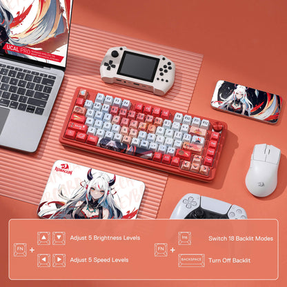 Redragon K673 PRO SE 75% 81 Keys Wireless Gasket RGB Gaming Keyboard, 3-Mode Anime Mechanical Keyboard w/Hot-Swap Socket, Dedicated Knob Control & 5-Layer Noise Dampening, Custom Hi-Fi Linear Switch