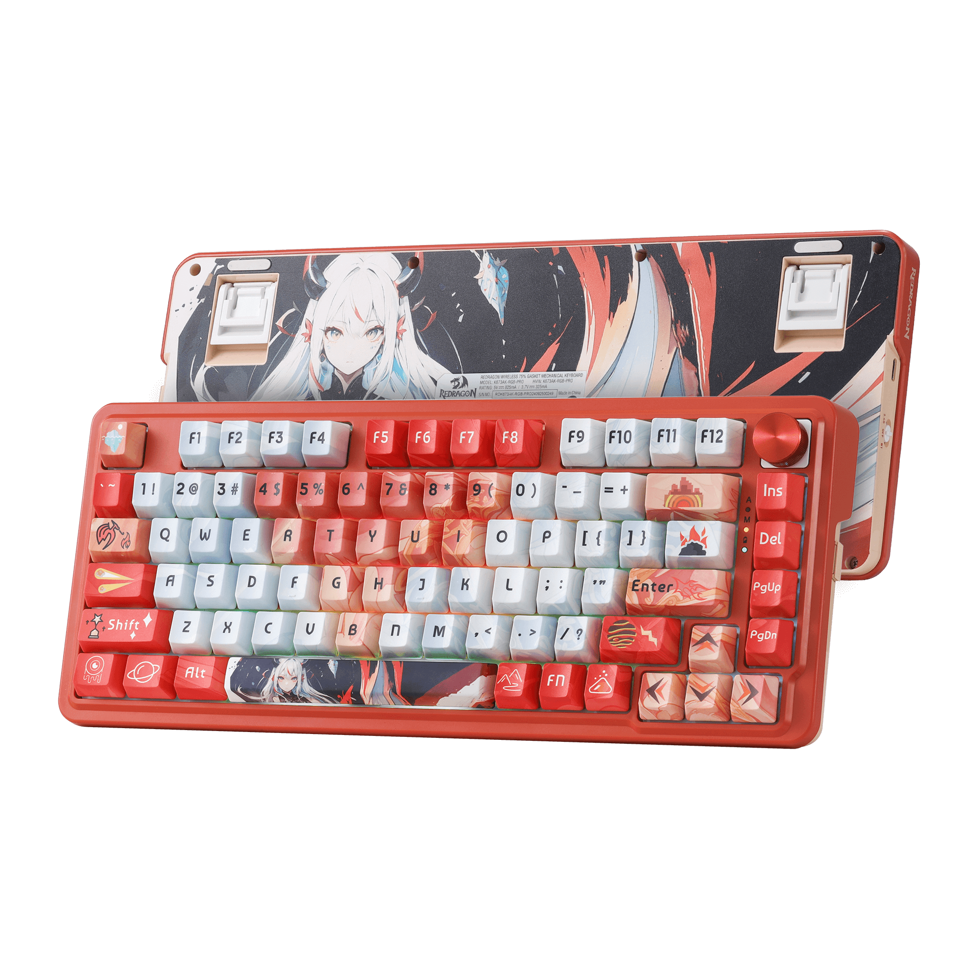 Redragon K673 PRO SE 75% 81 Keys Wireless Gasket RGB Gaming Keyboard, 3-Mode Anime Mechanical Keyboard w/Hot-Swap Socket, Dedicated Knob Control & 5-Layer Noise Dampening, Custom Hi-Fi Linear Switch