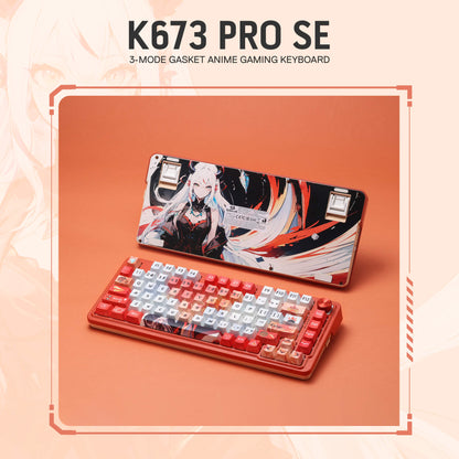 Redragon K673 PRO SE 75% 81 Keys Wireless Gasket RGB Gaming Keyboard, 3-Mode Anime Mechanical Keyboard w/Hot-Swap Socket, Dedicated Knob Control & 5-Layer Noise Dampening, Custom Hi-Fi Linear Switch