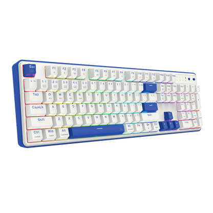 Redragon K685 PRO 104 Keys Wireless Gasket RGB Gaming Keyboard, 3-Modes 100% Layout Mechanical Keyboard w/Hot-Swap Socket, Sound Absorbing Pads & Linear Red Switch, Blue & White Oia