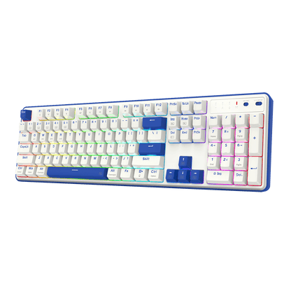 Redragon K685 PRO 104 Keys Wireless Gasket RGB Gaming Keyboard, 3-Modes 100% Layout Mechanical Keyboard w/Hot-Swap Socket, Sound Absorbing Pads & Linear Red Switch, Blue & White Oia