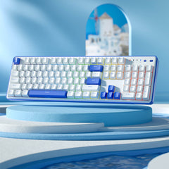 Redragon K685 PRO 104 Keys Wireless Gasket RGB Gaming Keyboard, 3-Modes 100% Layout Mechanical Keyboard w/Hot-Swap Socket, Sound Absorbing Pads & Linear Red Switch, Klein Blue & Oia White