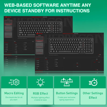Web-based software interface with keyboard controls on a green background