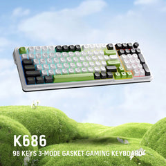 Redragon K686 PRO 98 Keys Wireless Gasket RGB Gaming Keyboard, 3-Mode PBT Mechanical Keyboard w/Hot-Swap Socket, Dedicated Knob Control & 5-Layer Noise Dampening, Custom Linear Switch