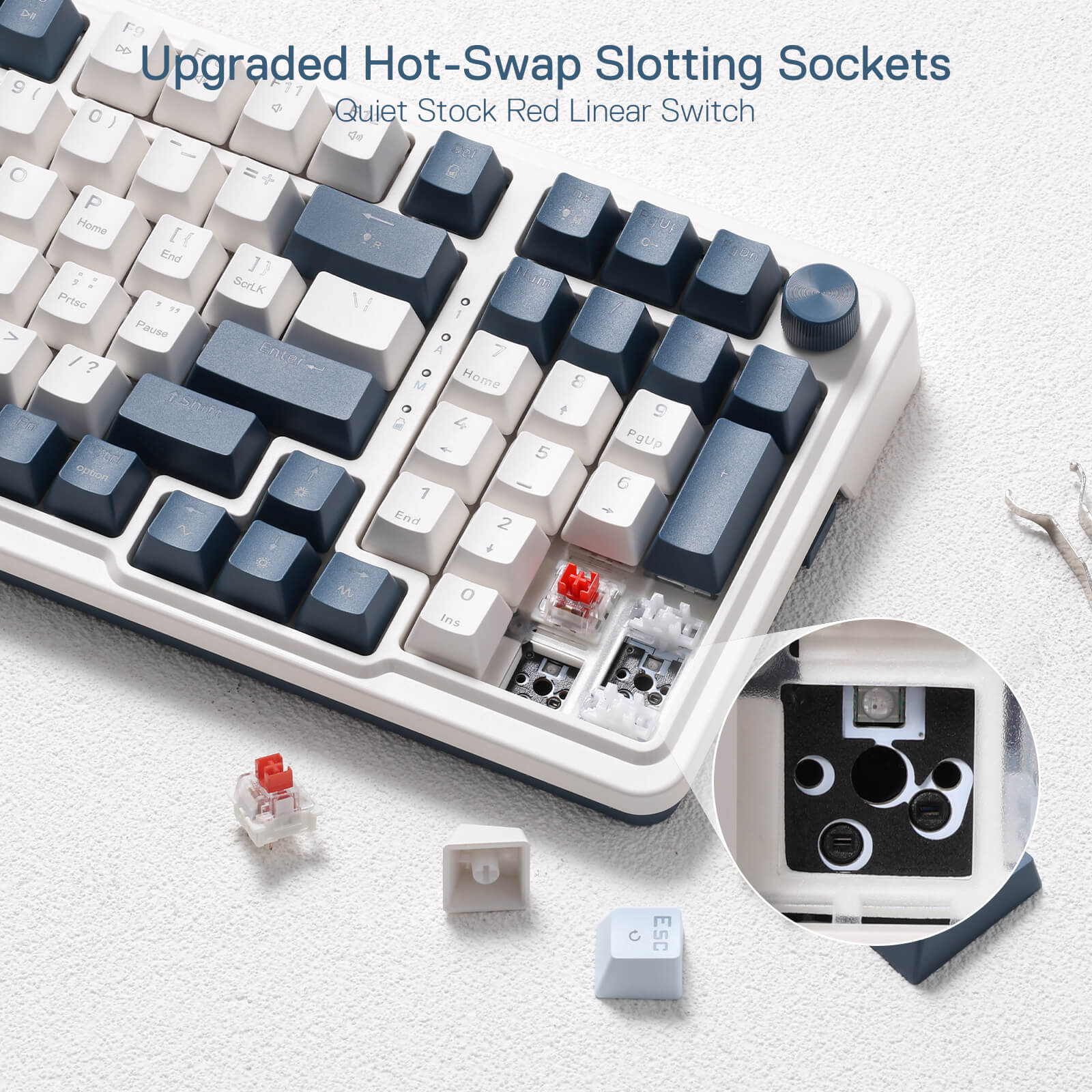 3-Mode Win/Mac Mechanical Keyboard w/5-Layer Noise Dampening