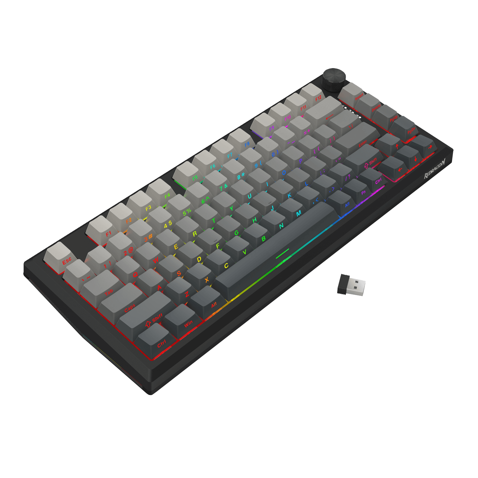 Redragon K687 Wireless CNC Gasket Gaming Keyboard, 81 Keys Mechanical Keyboard w/Premium CNC Aluminum Board, Easy-Control Knob, 5-Layer Noise Dampening, Custom Linear Switch, PBT Gradient Keycaps