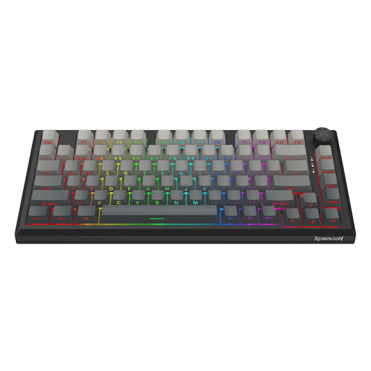 Redragon K687 Wireless CNC Gasket Gaming Keyboard, 81 Keys Mechanical Keyboard w/Premium CNC Aluminum Board, Easy-Control Knob, 5-Layer Noise Dampening, Custom Linear Switch, PBT Gradient Keycaps