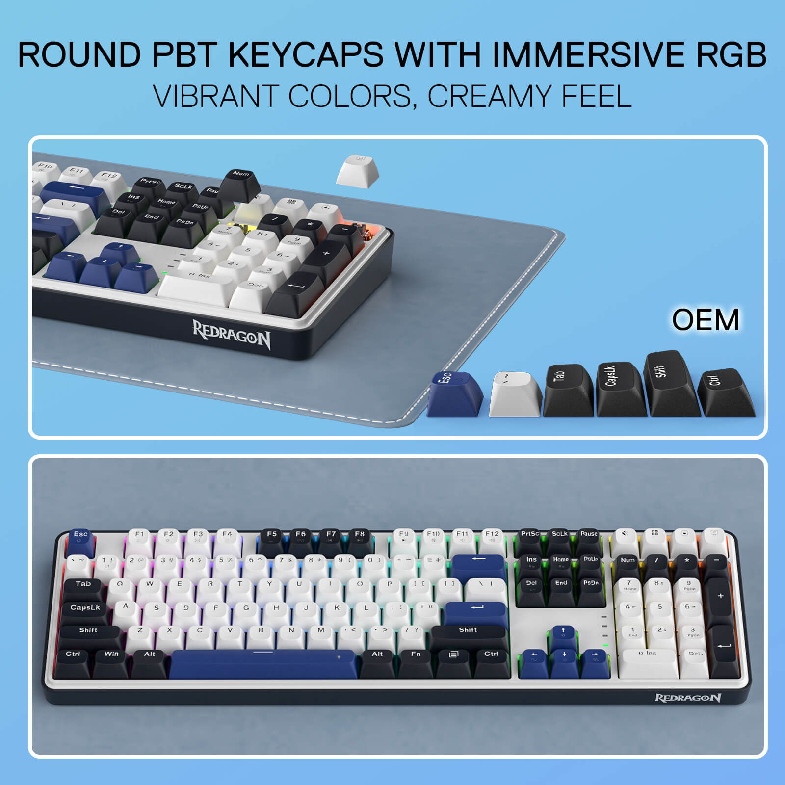 Redragon K689 Wired Gasket RGB Gaming Keyboard, 104 Keys + Extra 4 Hotkeys Mechanical Keyboard w/Upgraded Hot-swappable Socket, 5-Layer Noise Dampening, Mixed Color Keycaps, Custom Linear Switch