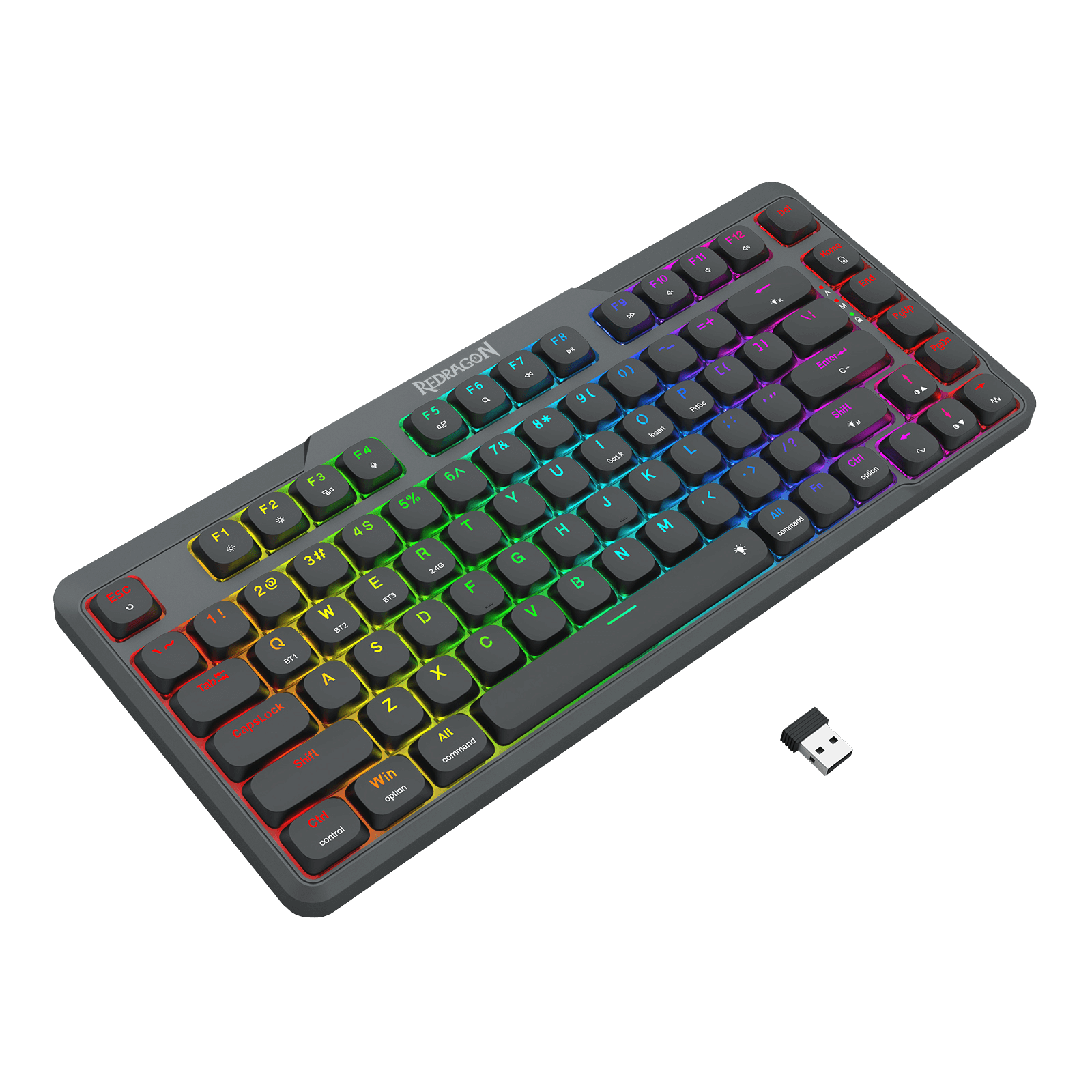 Redragon K706 PRO 75% Wireless Gasket RGB Gaming Keyboard, 3-Modes 82 Keys Compact Mechanical Keyboard w/Ultra Slim Board, Low-Profile Linear Red Switch and Dual Win/MAC System