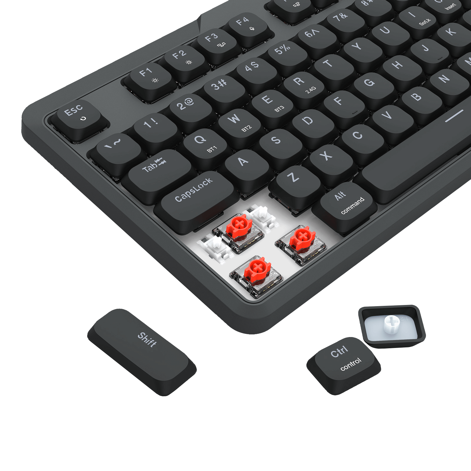 Redragon K706 PRO 75% Wireless Gasket RGB Gaming Keyboard, 3-Modes 82 Keys Compact Mechanical Keyboard w/Ultra Slim Board, Low-Profile Linear Red Switch and Dual Win/MAC System