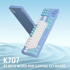 Redragon K707 80% Wired Gasket RGB Gaming Keyboard, 3-Modes 87 Keys TKL Mechanical Keyboard w/Hot-Swap Socket, Mixed Color Keycaps & 4-Layer Noise Dampening, Custom Linear Switch