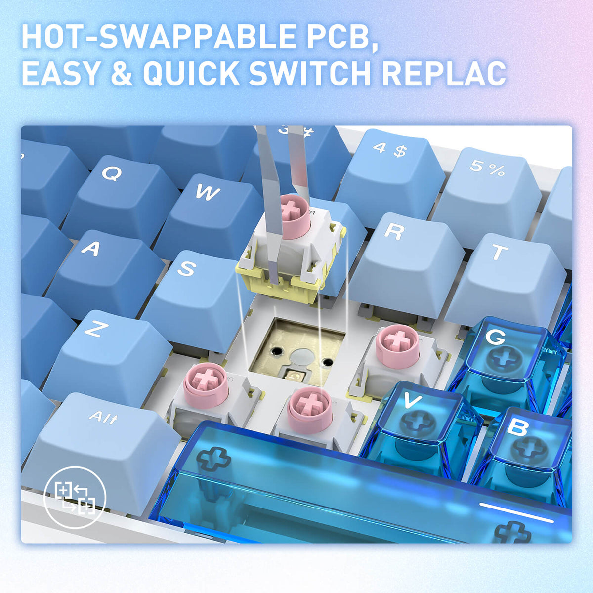 Redragon NOVA K709 HE Transparent Blue 65% Rapid Trigger Magnetic ...
