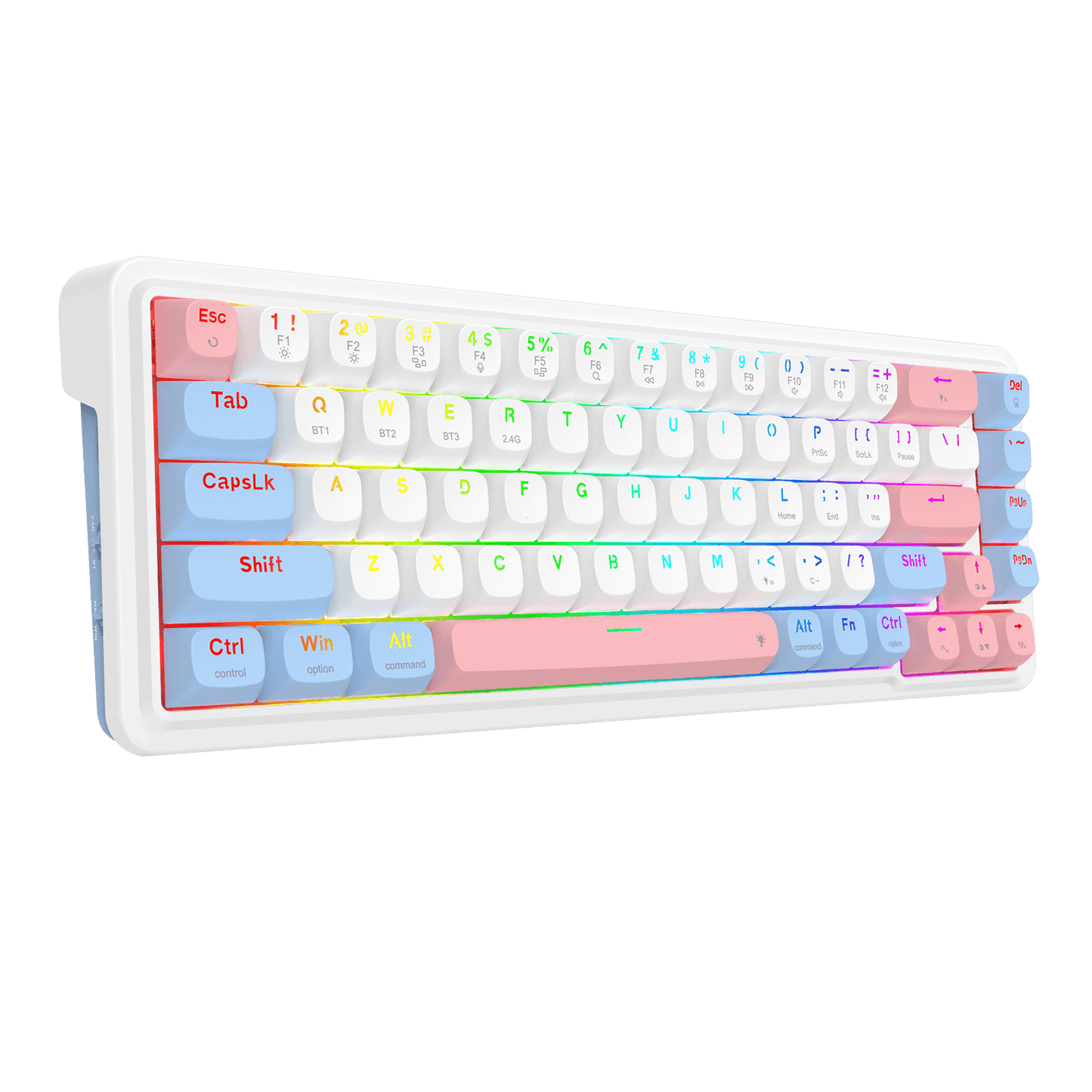 Redragon K709 PRO 65% Wireless Gasket RGB Gaming Keyboard, 68 Keys Hot-Swap Compact Mechanical Keyboard w/Free-Mod Socket, 5-Layer Noise Dampening & Round PBT Keycaps, Quiet Custom Linear Switch