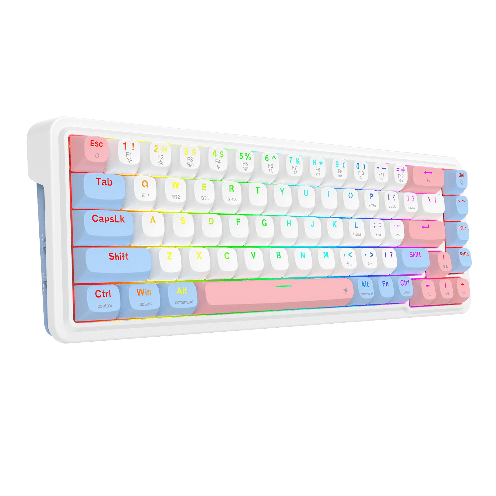 Redragon K709 PRO 65% Wireless Gasket RGB Gaming Keyboard, 68 Keys Hot-Swap Compact Mechanical Keyboard w/Free-Mod Socket, 5-Layer Noise Dampening & Round PBT Keycaps, Quiet Custom Linear Switch