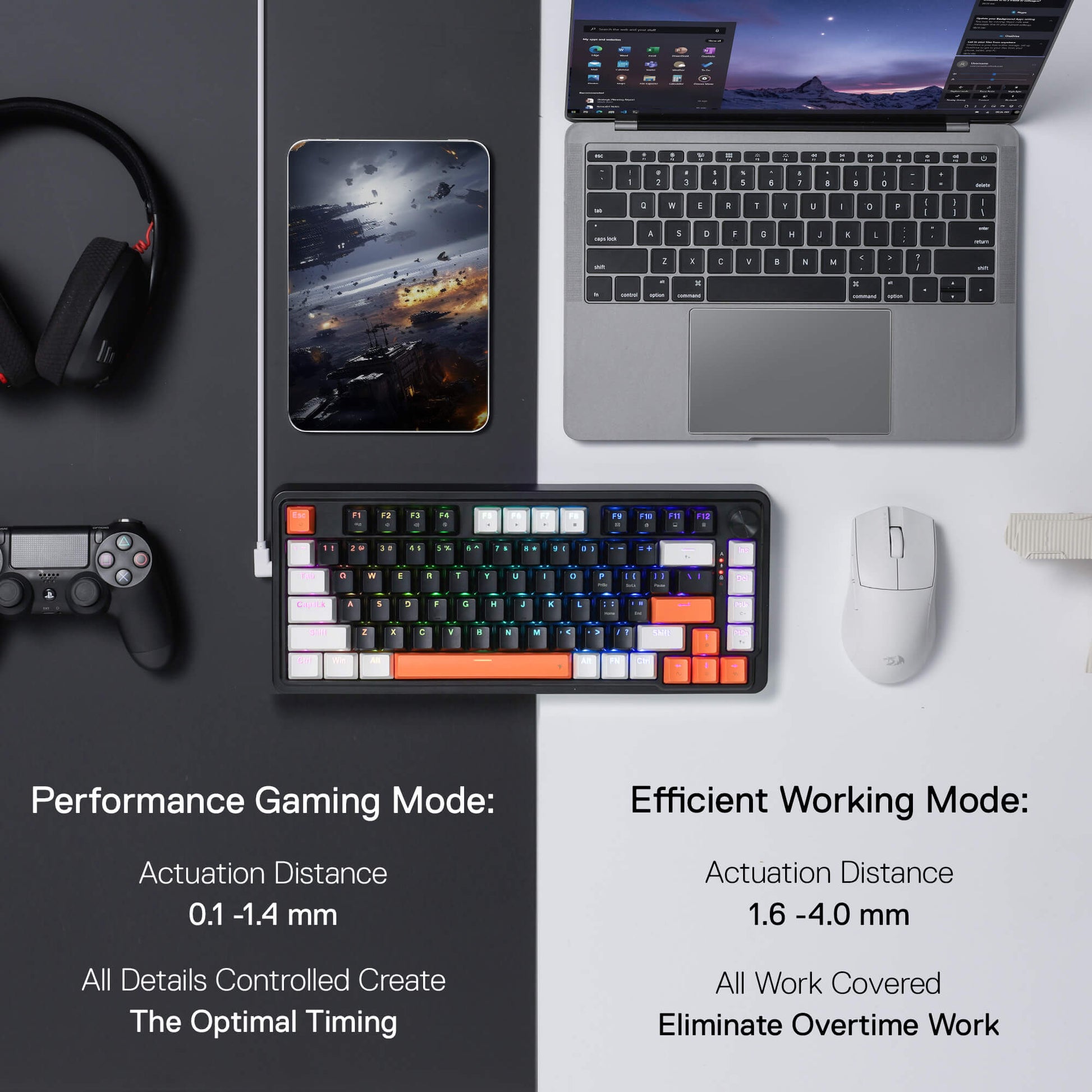 Redragon K714 Rapid Trigger HE Gaming Keyboard, 75% 81 Keys Wired Mechanical Keyboard w/Hyper-Fast Actuation Magnetic Switch, Actuation Point Adjustable, 8K Hz Polling Rate, Dedicated Control Knob