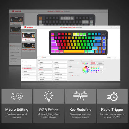 Redragon K714 Rapid Trigger HE Gaming Keyboard, 75% 81 Keys Wired Mechanical Keyboard w/Hyper-Fast Actuation Magnetic Switch, Actuation Point Adjustable, 8K Hz Polling Rate, Dedicated Control Knob