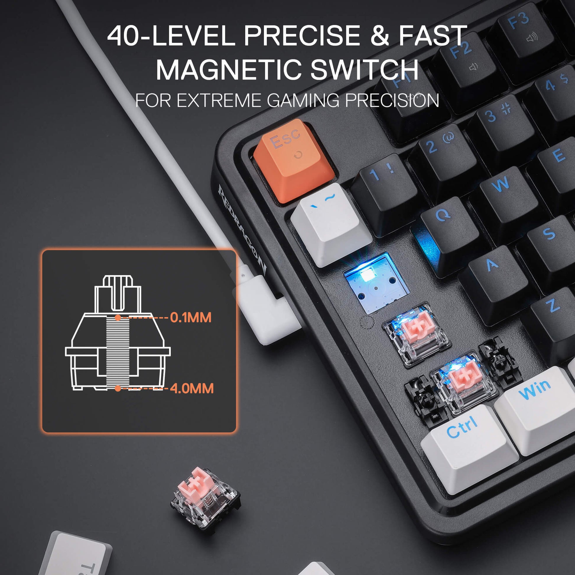 Redragon K714 Rapid Trigger HE Gaming Keyboard, 75% 81 Keys Wired Mechanical Keyboard w/Hyper-Fast Actuation Magnetic Switch, Actuation Point Adjustable, 8K Hz Polling Rate, Dedicated Control Knob