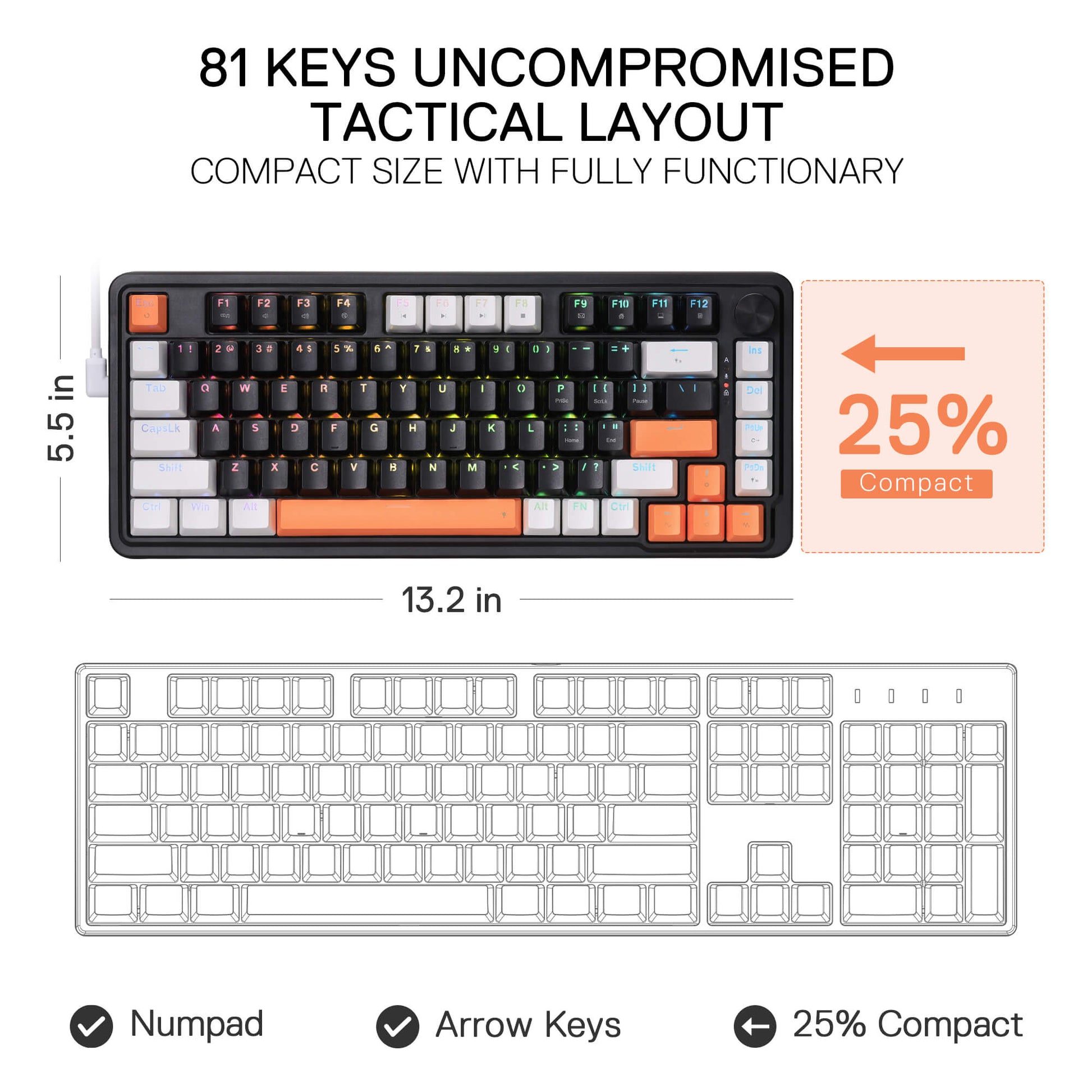 Redragon K714 Rapid Trigger HE Gaming Keyboard, 75% 81 Keys Wired Mechanical Keyboard w/Hyper-Fast Actuation Magnetic Switch, Actuation Point Adjustable, 8K Hz Polling Rate, Dedicated Control Knob