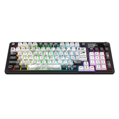 Redragon K719 PRO Wireless Gasket Gaming Keyboard w/Hype Screen & Knob, 95 Keys Mechanical Keyboard, Easy-Control 1.14’’ TFT Info Display, 5-Layer Noise Dampening, Custom Linear Switch, Black Graffiti Edition