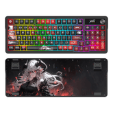 Redragon K719 PRO Wireless Gasket Gaming Keyboard w/Hype Screen & Knob, 95 Keys Mechanical Keyboard, Easy-Control 1.14’’ TFT Info Display, 5-Layer Noise Dampening, Custom Linear Switch, Anime Edition, Black and Red