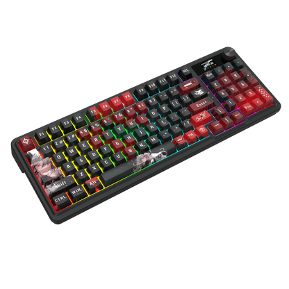 Redragon K719 PRO Wireless Gasket Gaming Keyboard w/Hype Screen & Knob, 95 Keys Mechanical Keyboard, Easy-Control 1.14’’ TFT Info Display, 5-Layer Noise Dampening, Custom Linear Switch, Anime Edition, Black and Red