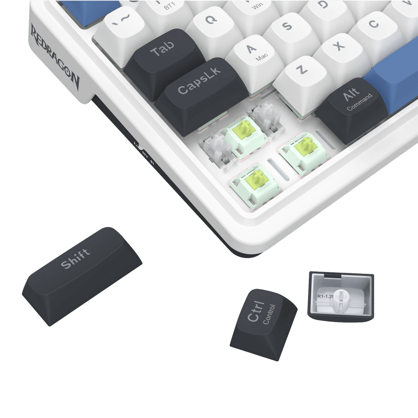 Redragon K719 Wireless Gasket Gaming Keyboard w/Hype Screen & Knob, 95 Keys Mechanical Keyboard, Easy-Control 1.14’’ TFT Info Display, 5-Layer Noise Dampener, Round PBT Keycaps, Mint Mambo Switch