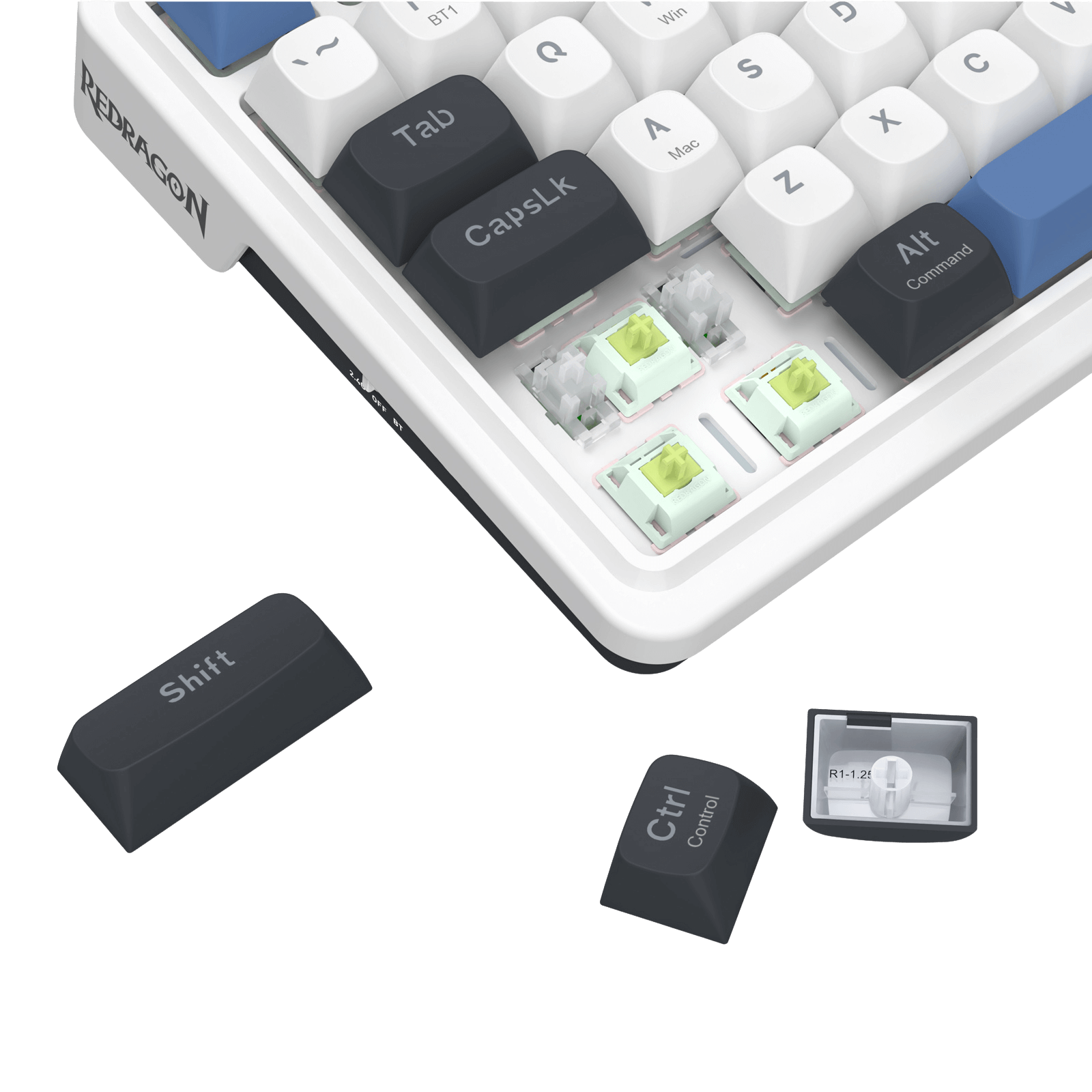 Redragon K719 Wireless Gasket Gaming Keyboard w/Hype Screen & Knob, 95 Keys Mechanical Keyboard, Easy-Control 1.14’’ TFT Info Display, 5-Layer Noise Dampener, Round PBT Keycaps, Mint Mambo Switch